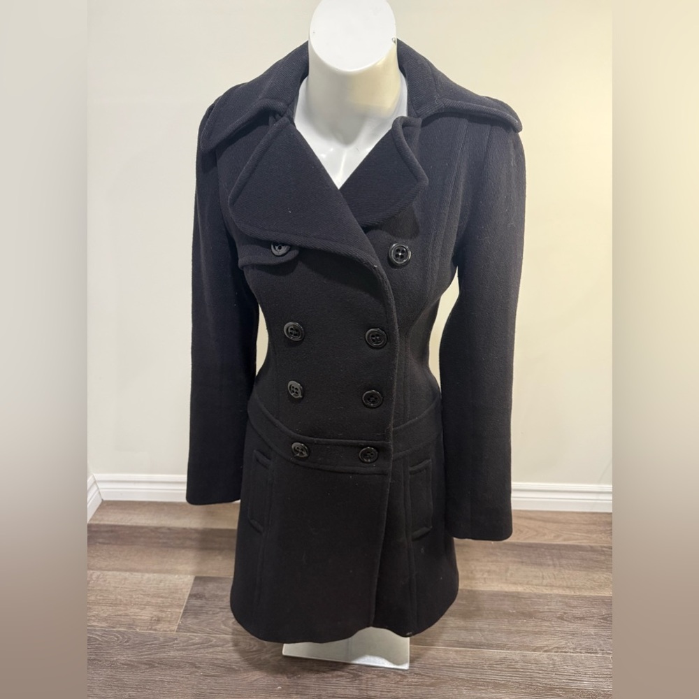 Sinequanone Women's Black Double-Breasted Coat- 80% Wool